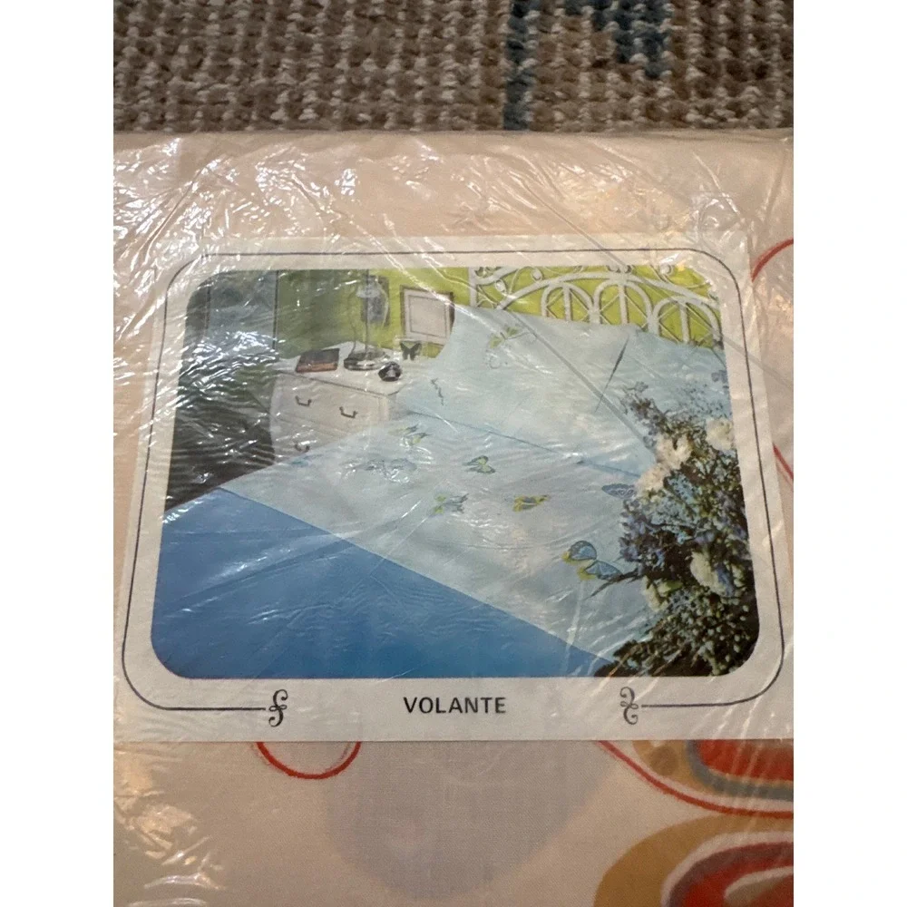 Vintage Martex Volante Butterfly King Flat & Cal King Fitted Sheet Set NOS 70s